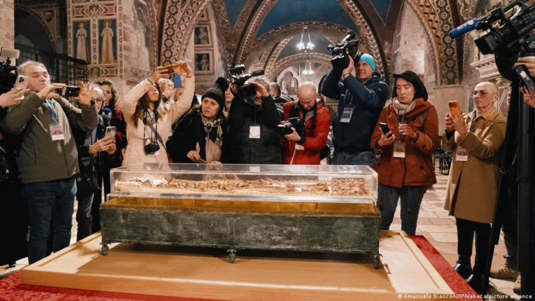 Remains of St. Francis displayed in Assisi